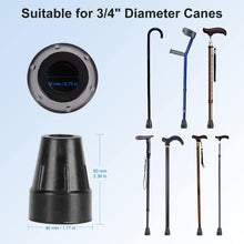 Load image into Gallery viewer, Extra-wide heavy-duty rubber ferrule replacement tip for walking canes and crutches, offering enhanced balance, secure ground contact, and long-lasting wear resistance
