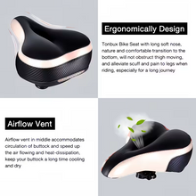Load image into Gallery viewer, Wide ergonomic bike saddle with thick sponge cushioning
