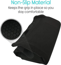 Load image into Gallery viewer, Close-up view of the padded walker hand grip cover showing breathable textured fabric exterior, thick foam cushioning, and durable stitching designed for long-term daily use.
