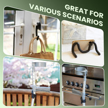 Load image into Gallery viewer, Walking stick holder used in multiple situations including door handle, chair, phone stand and kitchen handle
