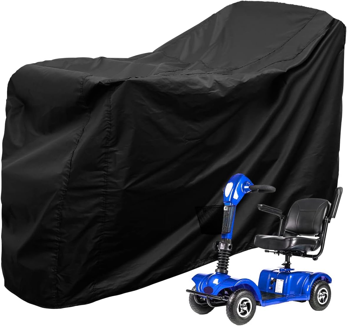 All-weather waterproof cover protecting a mobility scooter outdoors