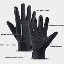 Load image into Gallery viewer, CushBike touchscreen bike gloves with flip‑top fingers – windproof winter cycling gloves with gel‑padded palms and touchscreen fingertips for outdoor riding.
