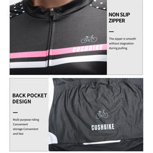 Load image into Gallery viewer, Women’s fleece‑lined cycling set by CushBike — thermal jacket and tights, water‑repellent finish, flexible fit, designed for winter bike rides.
