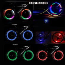 Load image into Gallery viewer, Bike rim lighting by CushBike – 5 colourful spoke LED lights for both wheels, high‑visibility safety enhancement for urban commuting and trail riding
