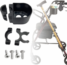 Load image into Gallery viewer, Universal cane holder for rollator and walker, fits 0.96 inch round tube frame mobility aid accessory
