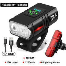 Load image into Gallery viewer, Rechargeable bicycle LED headlight and tail light combo.
