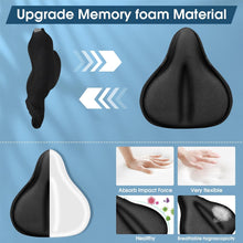Load image into Gallery viewer, Comfortable padded bicycle saddle cover with gel cushioning, ideal for indoor and outdoor cycling, enhancing comfort for long rides.

