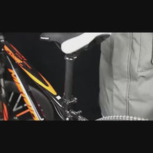 Load and play video in Gallery viewer, Bicycle LED warning light with red and yellow LEDs, remote control activation, and integrated speaker, mounted on bike
