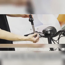 Load and play video in Gallery viewer, Video demonstrating an adjustable umbrella holder mounted on a mobility scooter with all-direction positioning
