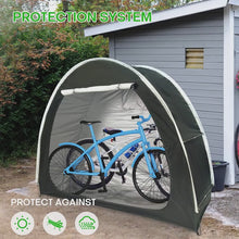 Load and play video in Gallery viewer, Easy setup outdoor bike shelter for garden and patio storage
