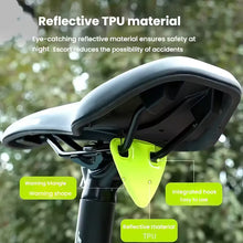 Load image into Gallery viewer, Close-up of triangular reflective pendant for mountain and road bikes

