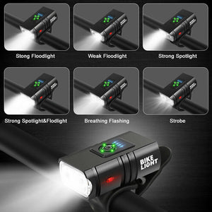 Mountain Bike Lights USB Rechargeable Bicycle LED Torch Front Rear Lamp Set