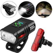 Load image into Gallery viewer, Mountain Bike Lights USB Rechargeable Bicycle LED Torch Front Rear Lamp Set
