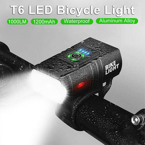 Mountain Bike Lights USB Rechargeable Bicycle LED Torch Front Rear Lamp Set
