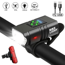 Load image into Gallery viewer, Mountain Bike Lights USB Rechargeable Bicycle LED Torch Front Rear Lamp Set
