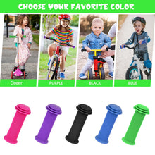 Load image into Gallery viewer, “TPR kids bike handlebar grips, solid colour (black, blue, green, pink, purple), non-slip and universal fit for children’s bikes and balance bikes
