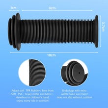 Load image into Gallery viewer, Colour-solid kids’ bike handle grips — soft rubber, anti-slip surface, shock-absorbing end plugs, fits 22 mm bars
