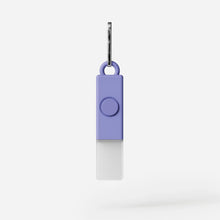 Load image into Gallery viewer, Front view of the Wholesale Lightstick wearable light in lavender showing the round power button.
