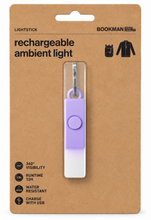 Load image into Gallery viewer, Wholesale Lightstick wearable light in lavender displayed in its original cardboard packaging.
