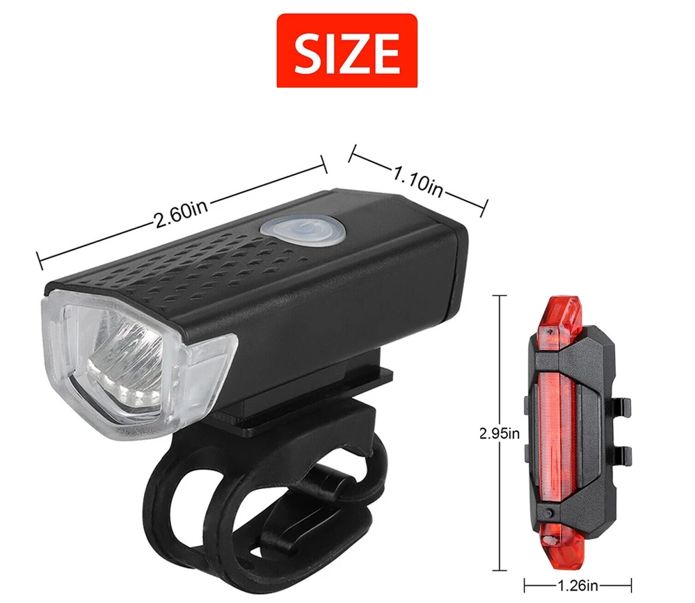 USB Rechargeable Bike Lights Rear Front Hazard Waterproof LED Front ...