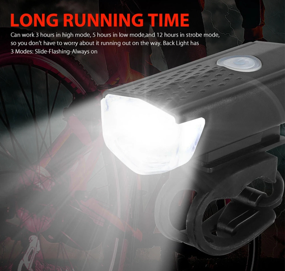 USB Rechargeable Bike Lights Rear Front Hazard Waterproof LED