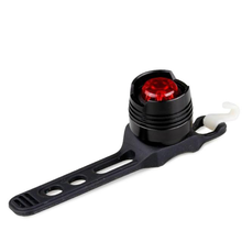 Load image into Gallery viewer, CushBike 300‑Lumen rechargeable bicycle tail light mounted on a seatpost — bright LED, waterproof aluminium body, quick‑release strap for bike, helmet or backpack
