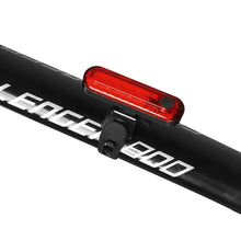 Load image into Gallery viewer, CushBike Bright Bicycle Rear Light – ultra‑bright 50 lumen 5‑LED tail light with USB rechargeable battery and IPX4 waterproof body, designed for seatpost or helmet mounting.
